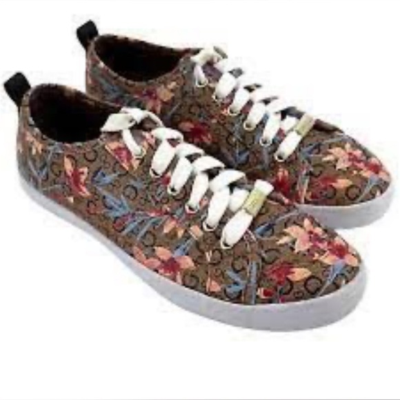 Guess NEW Goodlie Floral Patterned Coated Canvas Sneakers Lace-Up, Women’s Sz 10 - Picture 2 of 11